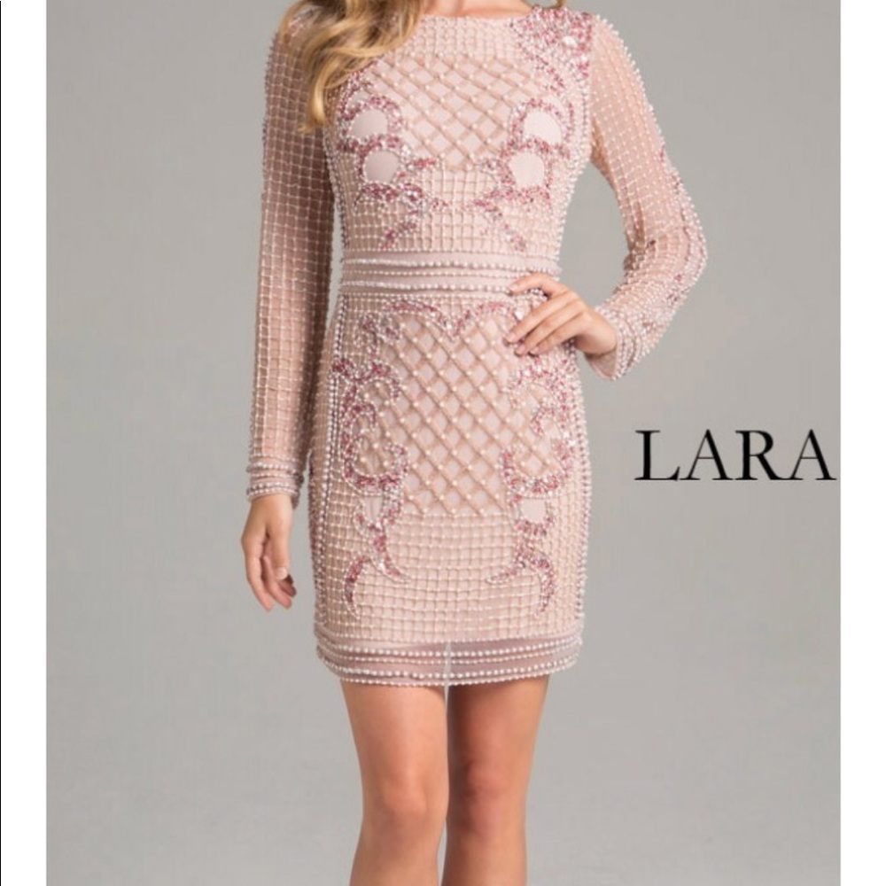 ISO: long sleeve beaded blush cocktail dress Lara - Picture 3 of 4